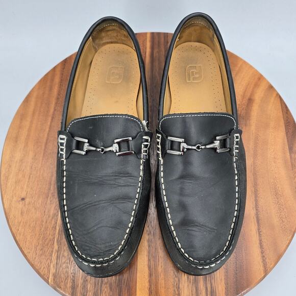 Footjoy Club Casual Loafers Mens 10.5 Wide Black Leather Horsebit Golf Moc Shoes main image 4
